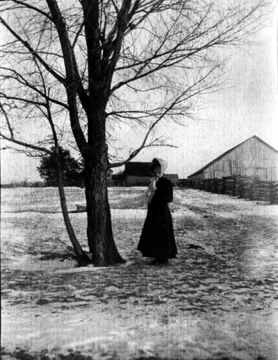 Woman, winter scene