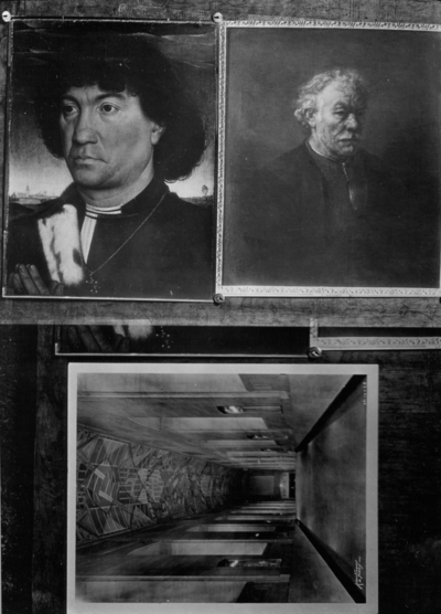 Various artwork, including two portraits