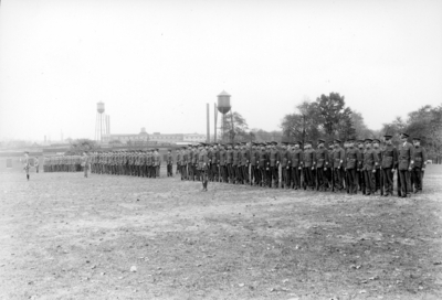 Military unit at attention
