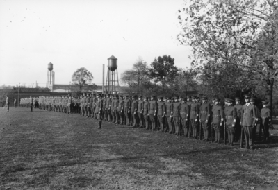 Military unit at attention