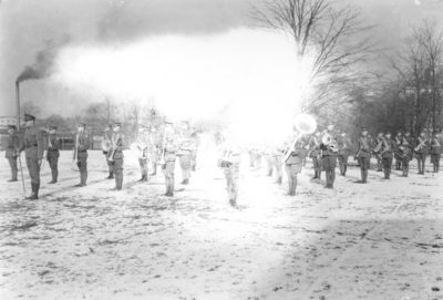 Band on field with snow