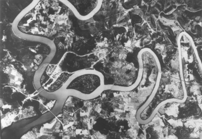 Aerial map of a winding river, location unknown