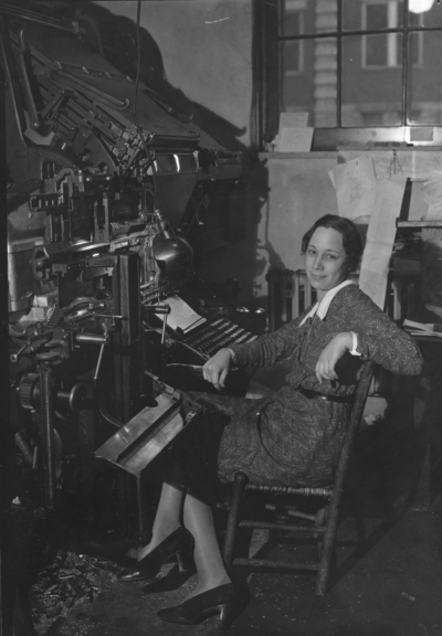 Woman, linotype operator