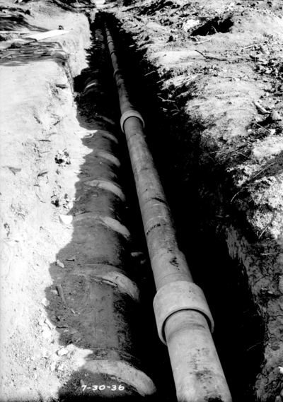 Buried pipe in trench