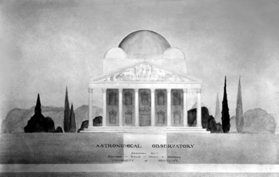 Architectural drawing of proposed observatory, designed by Newman, Ellis, Cecil and Humber, built in 1936