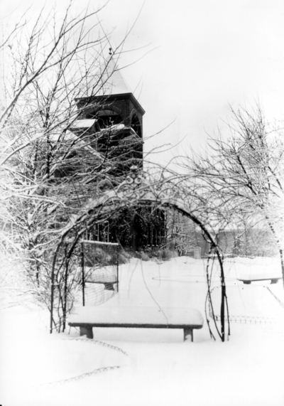 University grounds in winter