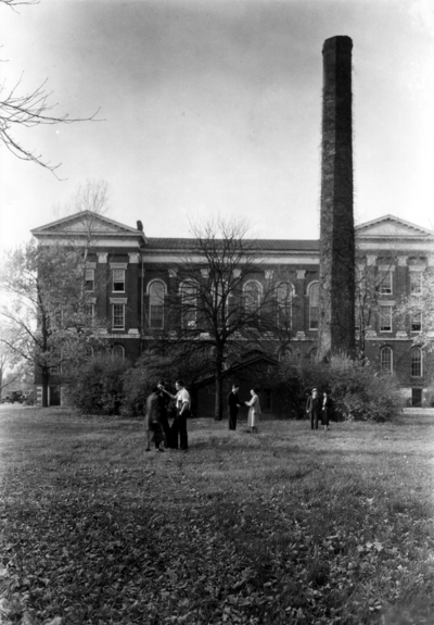 Administration building and smokestack