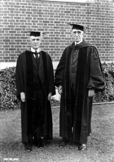 Unidentified person and President Frank L. McVey, at Commencement