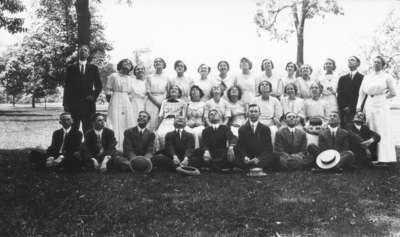 Group photograph, all looking up