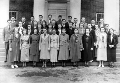 Group photograph on steps of Memorial Hall