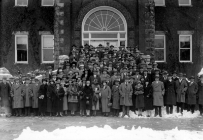 Group photograph on steps of Miller Hall
