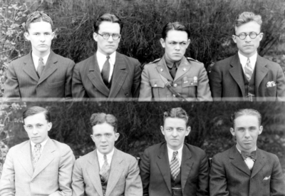 Class of 1925. Six unidentified men, bottom left, Ligon and second from left on bottom, Tate
