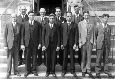 Group photograph, members of Journalism group, Omicron Delta Kappa. Enoch Grehan, Head of School of Journalism, in back row