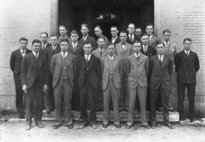 Twenty two unidentified men in group photograph
