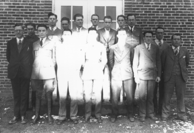 Sixteen unidentified men in group photograph