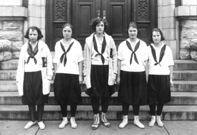 Women's basketball team members, second from left, Mildred Norris