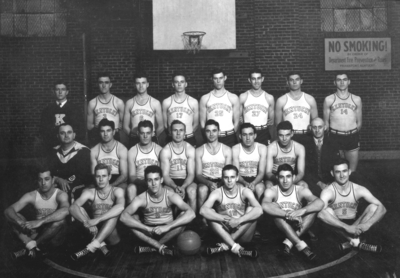 Men's varsity basketball team, Coach Adolph Rupp second row on left, circa 1930's