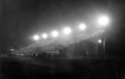 Kentucky football field and stands at night, (Stoll Field and McLean Stadium)