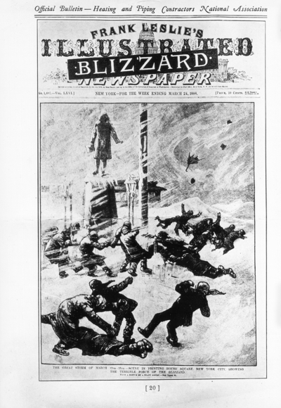 November 1925 bulletin for Heating and Piping Contractors National Association, with reprinted March 24, 1888 edition covering the blizzard of '88 (page 20), pamphlet for Driscoll