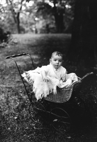 Unidentified infant in a carriage, family of President Frank L. McVey, 1917-1940