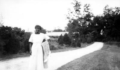 Unidentified African-American woman on road