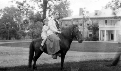 Unidentified children on pony