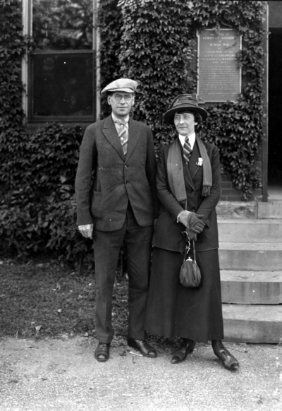 Unidentified man and woman in front of old Anderson Hall