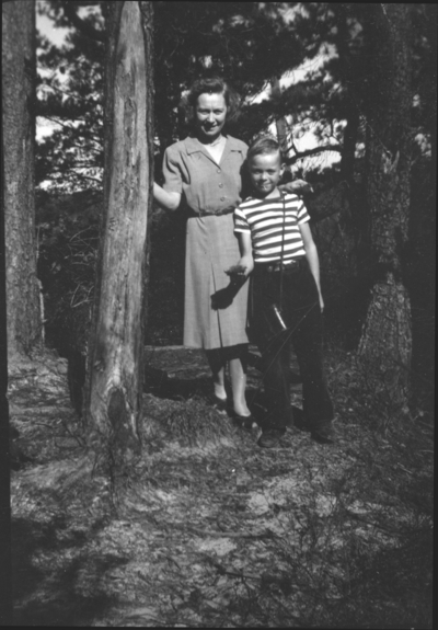 Unidentified woman and boy