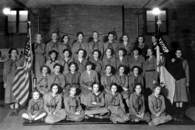 Group photograph, Girl Scouts troop with Hazel Nollau with Hazel Nollau