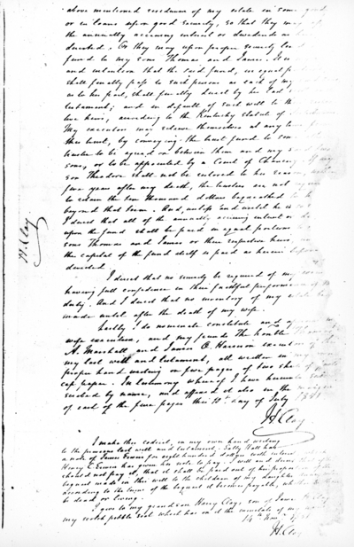 Page from last will and testament of Henry Clay