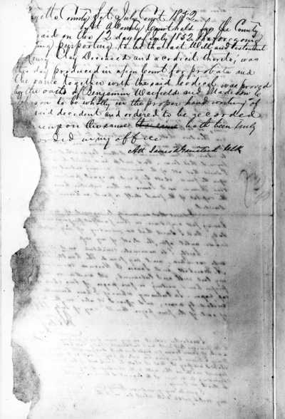 Page from last will and testament of Henry Clay