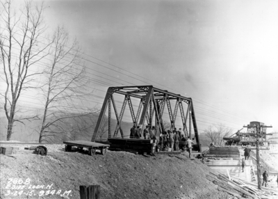Railroad bridge construction, east side looking north, 9:34 AM