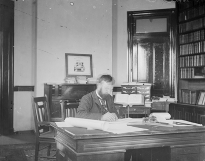 a man working at a desk