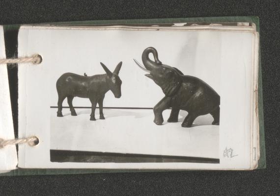 Sculptures of an elephant and a donkey