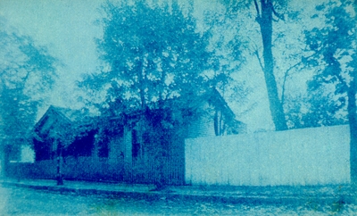 Small house off of street with woman on porch; Variant of #17 and #19