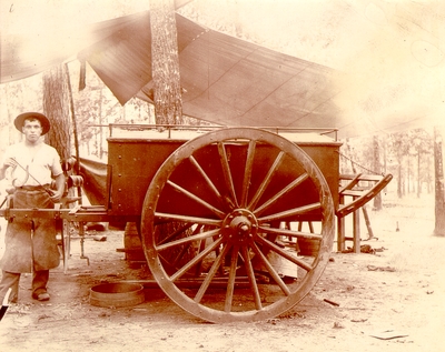 Battery wagon of 28 Indiana volunteers in camp at Chickamauga Park
