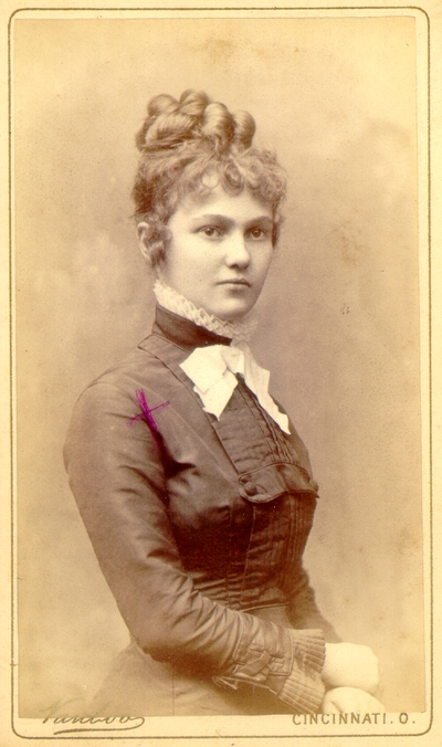 Young woman wearing dark dress; Western Female Seminary