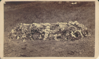 Burial site decorated with flowers