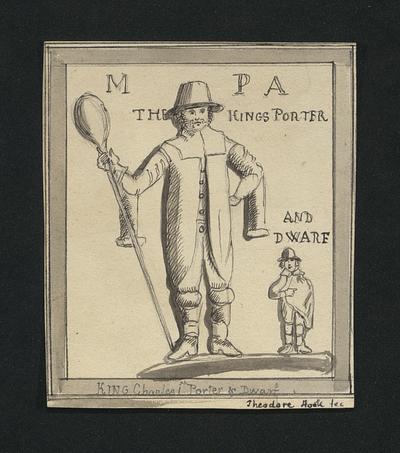 Thomas Edward Hook drawing of King Charles I's porter and dwarf