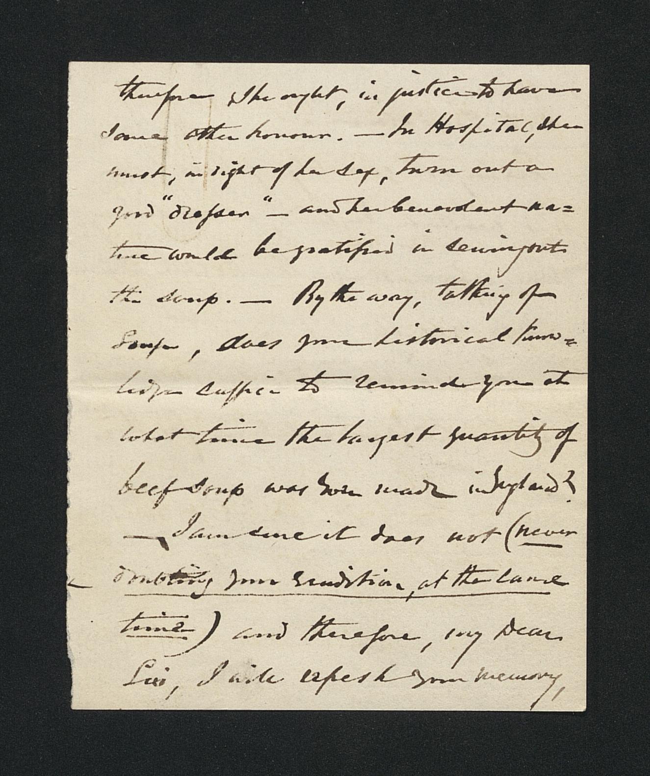 Samuel Lover fragment of a letter to Mistress Sissy
