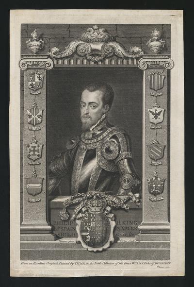 Philip II of Spain print from a 1735 painting by Titian