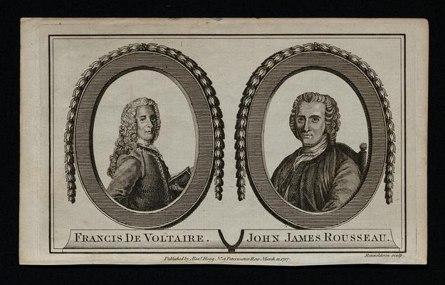 Print of Voltaire and Jean-Jacques Rousseau