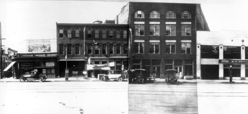 W. Main - Broadway to Spring (South), 400  Will Dunn Drug Co., 404  Maher  &  Waller, 406  Lafayette Taxi, 410  Frank Egalite, 414  E.L. Martin  &  Co. Wholesale Grocers, 418  Ky. Motors Corp. , 420-424  S.P. Penny Co