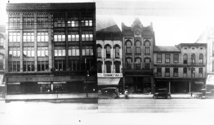 W. Main - Mill to Broadway (South), 326-330  J.D. Purcell  &  Co., 336-338  M. Lowenthal, furrier, 340  Van Deren Hardware Co., 344-350  The March Store 