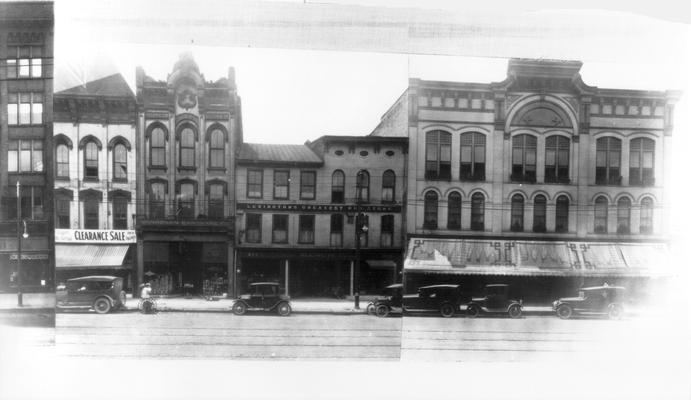 W. Main - Mill to Broadway (South), 336-338  M. Lowenthal, furrier, 340  Van Deren Hardware Co., 344-350  The March Store 