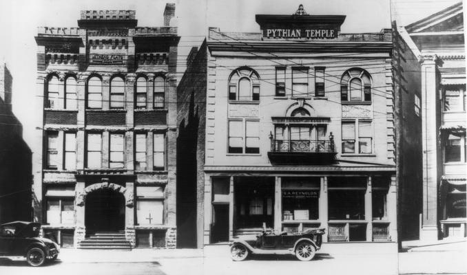 N. Upper - Short to Church (West), 139  Withers Flats (various tenants;  see 1921 directory), 143  Pythian Temple, S.A. Reynolds Plumbing  &  Heating, Caloric Furniture Co., 149-151  Fayette Home Telephone Co