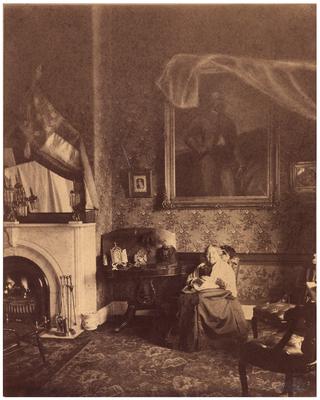 Henrietta Hunt (1805-1891) sitting in a large room