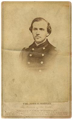 Brigadier General John Hunt Morgan C.S.A.; Morgan in uniform as a lieutenant in the Mexican-American War (1846-1848) (Civil War era reproduction of unknown earlier image, Morgan listed as                              Col. John Hunt Morgan / The Marion of the South)