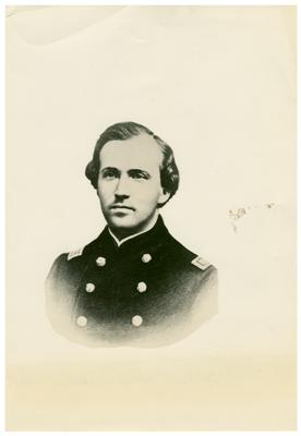 Brigadier General John Hunt Morgan C.S.A.; Morgan in uniform as a lieutenant in the Mexican-American War (1846-1848) (reproduction of albumen carte de visite, Morgan listed as                              Col. John Hunt Morgan / The Marion of the South)