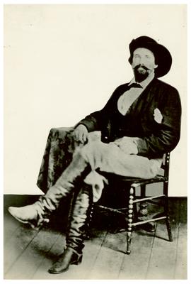 Brigadier General John Hunt Morgan C.S.A.; Morgan in civilian dress and a cavalry hat, reproduction